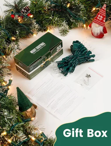 Vista 7 de Luces de Navidad, 35 unidades, 9.8 pies, luces de Navidad transparentes, incandescentes, mini luces para árbol de Navidad, para interiores y blanco