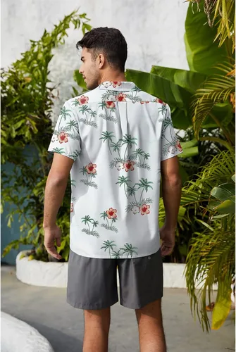 Vista 5 de Century Star Camisas hawaianas para hombre, diseño floral, casual, con botones, de manga corta, tropical, de verano, para hombre