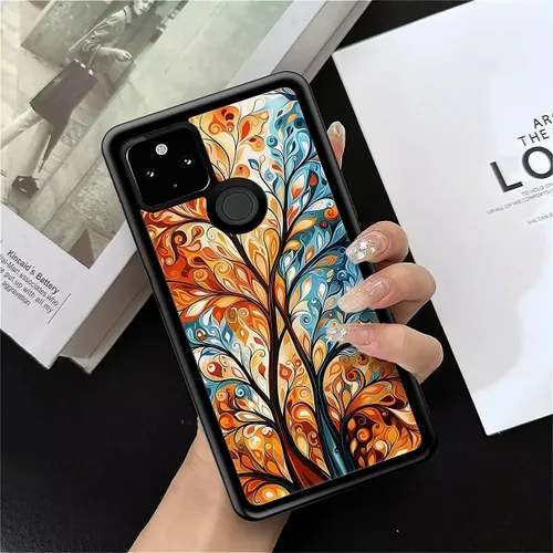Vista 1823 de Compatible con Google Pixel 4A 5G Mobile Case Creative Acrylic Panel trasero Silicona Protección Grip especialmente diseñado para Google Pixel 4A 5G