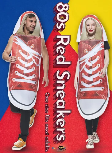 Vista 2 de Divertidos zapatos deportivos para parejas, 2 piezas, disfraz de Halloween para adultos, zapatos de lona rojos, traje de cosplay