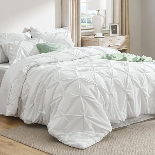 Vista 74 de Bedsure - Juego de edredón tamaño individual gris - Ropa de cama tamaño individual en una bolsa de 5 piezas, juego de cama Pintuck GentleSoft™