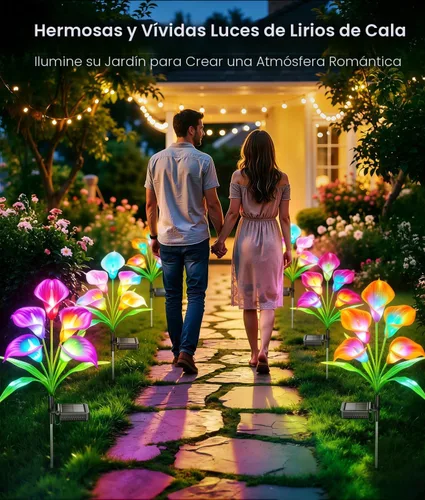 Vista 5 de KOOPER Solar Calla Lily Lights Outdoor, 4 Pack, 20 Flower, Color Changing