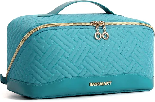 Vista 8 de BAGSMART Bolsa de Maquillaje de Viaje para Mujeres, Estuche Cosmético Portátil Resistente al Agua, Organizador de Maquillaje Acolchado Abultado
