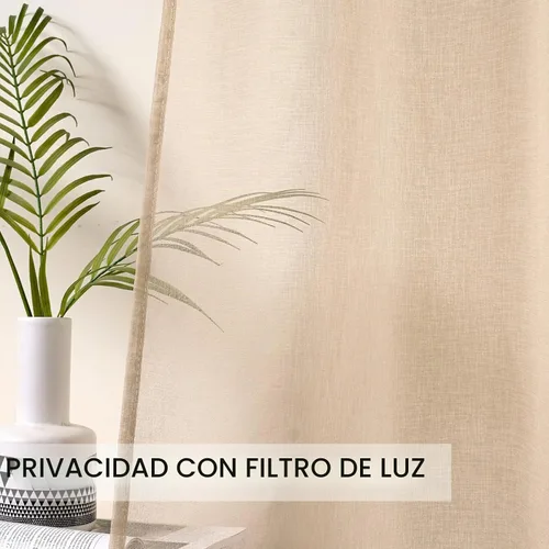 Vista 5 de MIULEE 2 paneles de cortinas semitransparentes beige para ventana, elegantes con ojales en la parte superior, cortinas de gasa