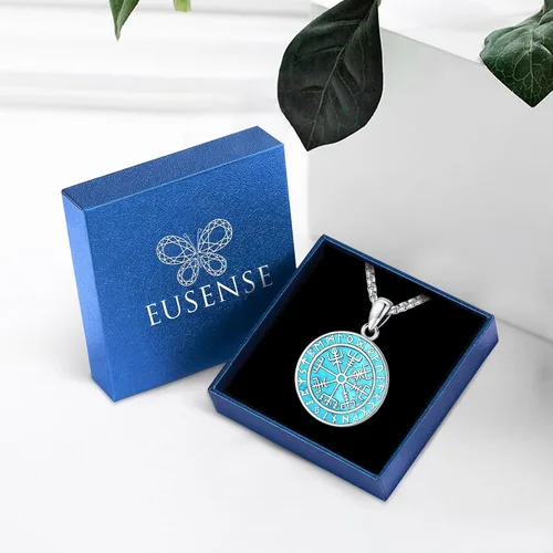 Vista 64 de Joyas de turquesa para mujeres y hombres de plata de ley 925 con colgante de urna para cenizas, collar con medallón de imagen, martillo de Thor