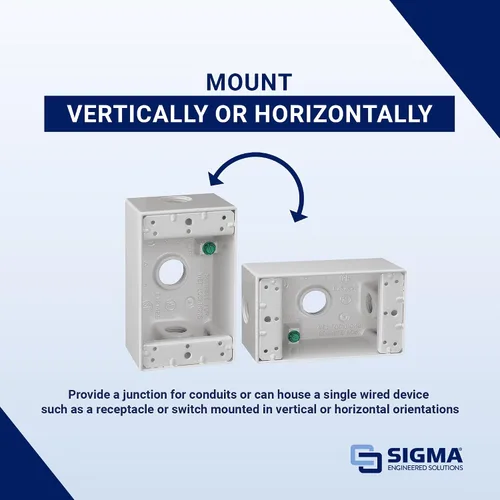 Vista 5 de SIGMA ENGINEERED SOLUTIONS 14250WH Caja de Salida Eléctrica de Metal, Resistente a la Intemperie, Protector de Enchufe y Receptáculo de Montaje