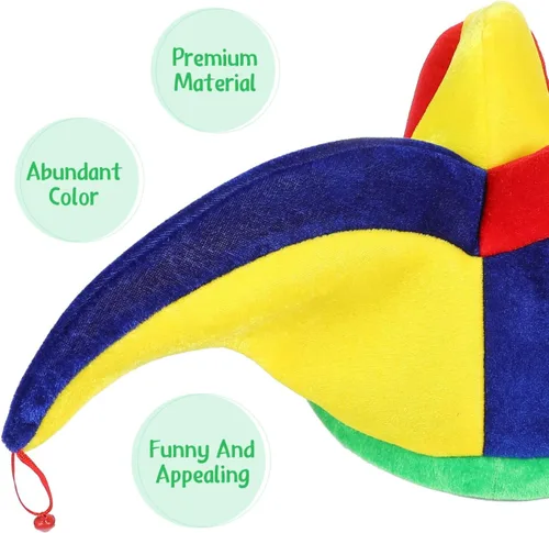 Vista 7 de Didiseaon 2 sombreros de bufón con campanas, divertido accesorio de disfraz de bufón para Halloween, Mardi Gras, carnaval, festival de México