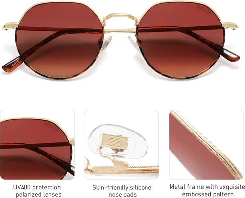 Vista 8 de SOJOS Gafas de sol polarizadas redondas de polígono para mujeres y hombres, retro, clásicas, vintage, Panto octogonales, SJ1157
