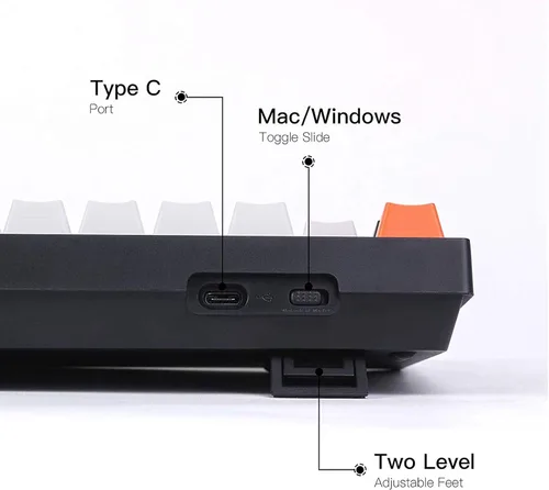 Vista 3 de Keychron Teclado mecánico con cable con diseño de Mac C1 interruptor Gateron G Pro marrón 87 teclas Tenkeyless ABS teclado de computadora para PC