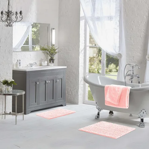 Vista 14 de Laura Ashley - Juego de 2 tapetes de baño de chenilla suave, 20 x 34 pulgadas, color azul