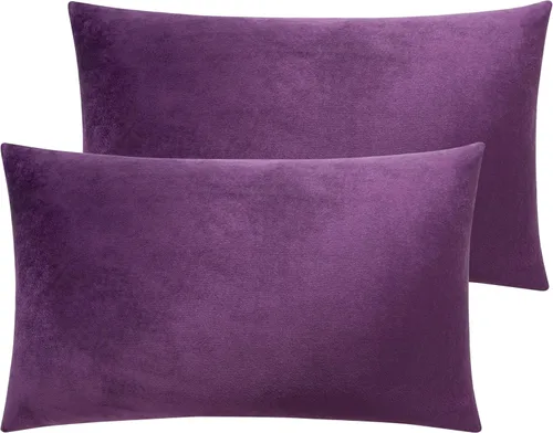 Vista 22 de NTBAY Fundas de almohada de terciopelo con cremallera, paquete de 2 fundas de almohada de viaje de franela de lujo, 13 x 18 pulgadas, color negro