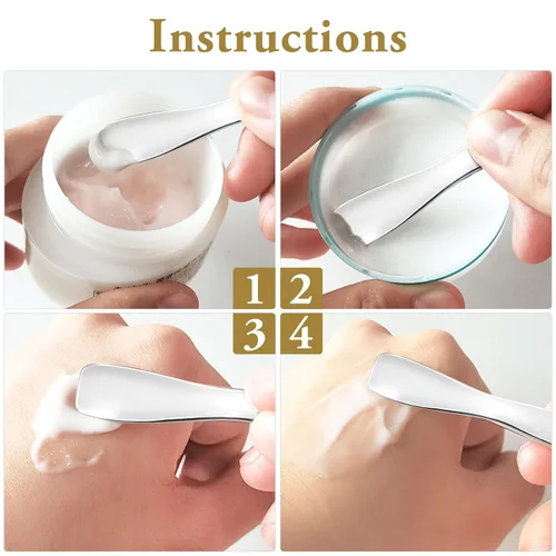 Vista 5 de Sibba 3 piezas de espátula facial, rodillo de ojos, rodillo de ojeras, herramienta para el cuidado de la piel, loción de crema facial, aplicador