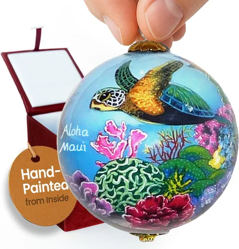 Vista 12 de Cornucopia Maui ornamento de Navidad de cristal pintado a mano con caja de regalo, recuerdo coleccionable CC/M