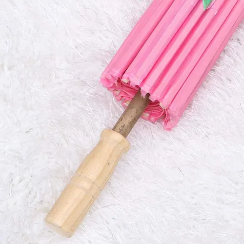 Vista 6 de HEALLILY Paraguas japonés chino de papel al óleo, sombrilla para bailar Umberlla, accesorios de fotografía para adultos o niños (rosa)
