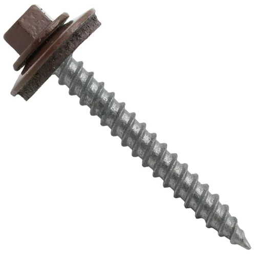 Vista 98 de 12 tornillos para techos de metal gris ABC de 1-1/2 pulgadas, cabezal de arandela hexagonal, arranque automático/roscado, arandela EPDM. 1 bolsa