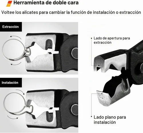 Vista 4 de EWK Clic & Clic-R Alicates de abrazadera de manguera, herramienta de abrazadera de arranque CV con diseño de resorte con una sola mano