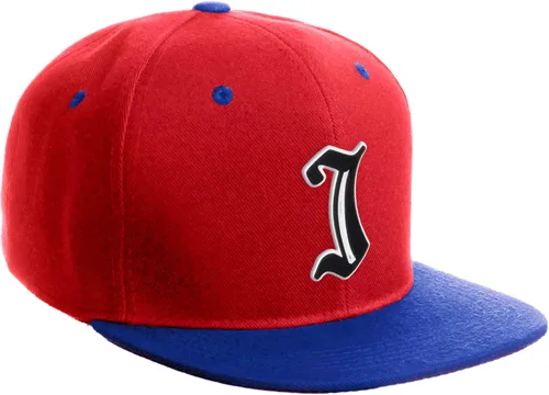 Vista 506 de Daxton Gorra clásica con visera de billete plano con letras del alfabeto inglés antiguo de la A a la Z