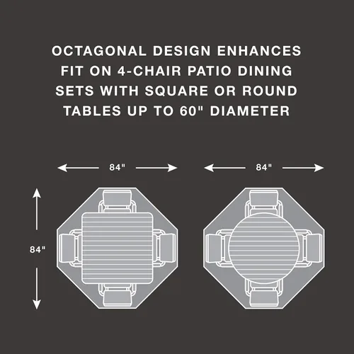 Vista 2 de True Guard Fundas de muebles de patio impermeables resistentes - Se adapta a juegos de comedor de 4 sillas, mesa redonda/cuadrada, diseño octágono