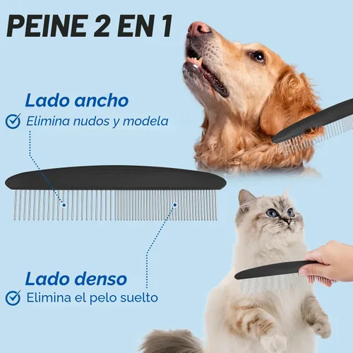 Vista 3 de Docrok Combo de aseo para mascotas: rastrillo para subcapa, cepillo desenfundador para perros y gatos de pelo largo, color negro