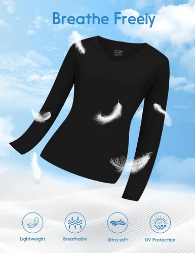 Vista 4 de Camisas atléticas de manga larga con absorción de humedad talles XS-4XL para mujer