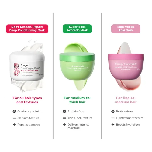 Vista 9 de Briogeo Superfoods Avocado + Kiwi Mega Moisture Hair Mask Protein-Free Deep Conditioning Treatment for Dry Hair Silicone-Free Vegan &