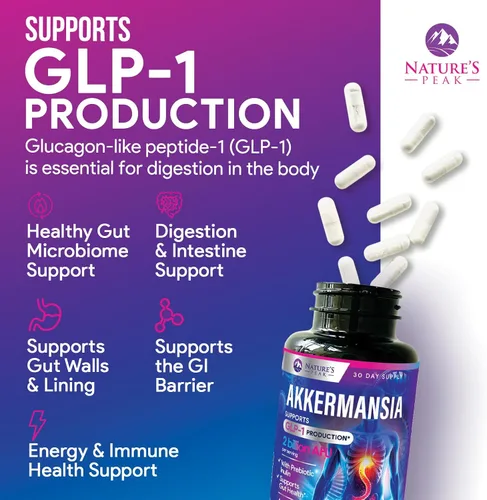 Vista 5 de Akkermansia Suplemento para la salud intestinal - Probiótico Akkermansia prémium con fibra prebiótica - Akkermansia Muciniphila 2 mil millones