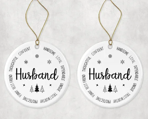 Vista 3 de Descriptive Husband Ornament, Best Husband Ever Christmas Ornament, Husband Xmas Keepsake Gift from Wife, New Husband Ornament Gift, First for