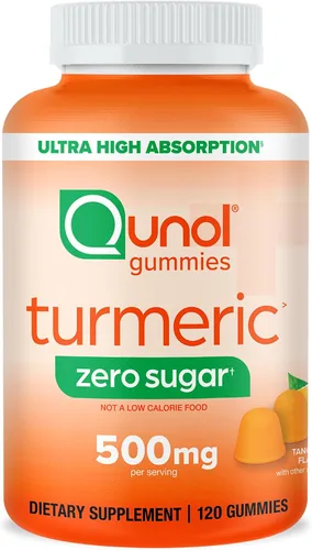 Vista 10 de Qunol Gomitas de cúrcuma cero azúcar 500 mg, goma de ultra alta absorción