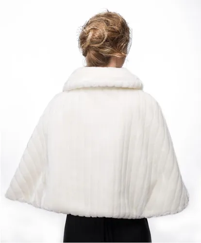 Vista 3 de BEAUTELICATE Chal de piel sintética para mujer, abrigo de piel suave para eventos de boda de invierno