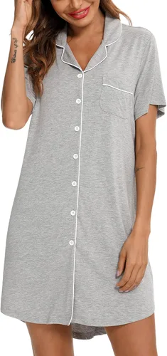 Vista 3 de Leikar Camisón de maternidad para mujer, pijama de lactancia de manga larga