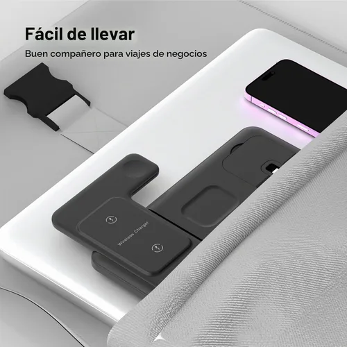 Vista 9 de Cargador inalámbrico para estación de carga de iPhone, plegable 4 en 1, carga rápida para iPhone 16, 15, 14, 13, 12 Pro Max, soporte de cargador
