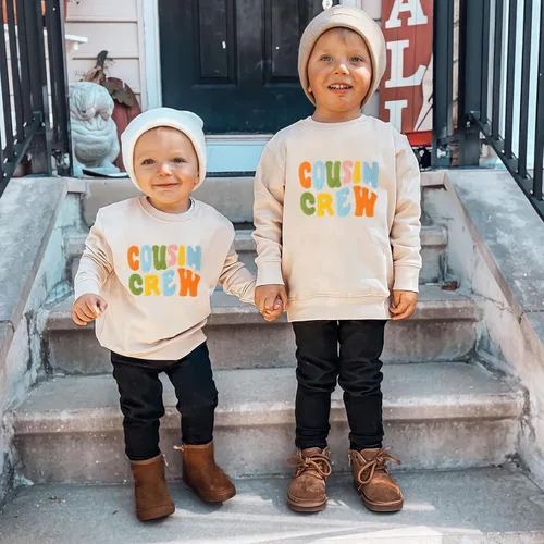 Vista 2 de Twopumpkin Sudadera de manga larga para bebé, niña, niño, niño, hermana, hermano, a juego, ropa de otoño e invierno