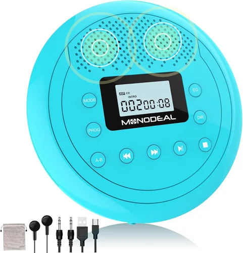 Vista 9 de MONODEAL Reproductor de CD portátil recargable Negro