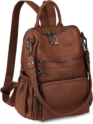 Vista 16 de Uromee Mochila de Viaje Monedero para Mujeres Cuero Vegano Damas Moda Borla Bolsa de Hombro Convertible, Grande, Mochilas Daypack