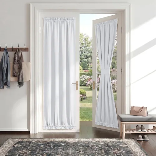 Vista 27 de PONY DANCE Persianas para puertas – Paneles opacos para tratamiento de ventanas, cortinas sólidas de alta resistencia con bolsillo para barra
