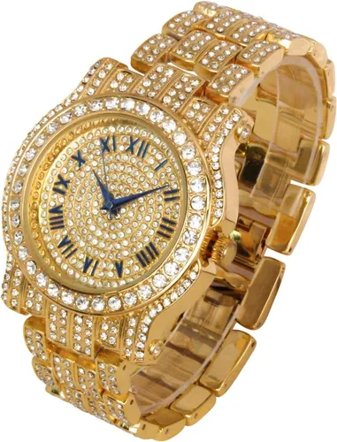 Vista 62 de Charles Raymond Bling-ed Out Ultimate Hip Hop Royalty Reloj para hombre con número romano de fácil lectura o indicadores de tiempo de diamantes