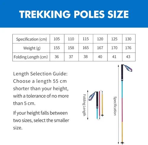 Vista 2 de AONIJIE Trekking Poles 2-Pack - Anti-Shock Ultra-Light Collapsible Walking & Hiking Sticks for Trail Running, Backpacking, Camping