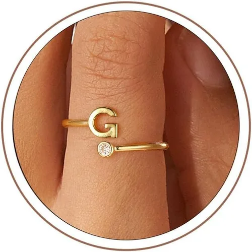 Vista 14 de Anillos Turandoss para Mujeres y Niñas - Delicados anillos ajustables chapados en oro de 14K sin decoloración para mujeres y adolescentes, anillos