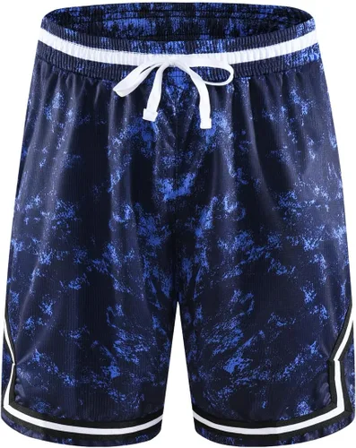 Vista 3 de Flyingyan Pantalones cortos deportivos de baloncesto para hombre con bolsillos con cremallera, pantalones cortos de malla para entrenamiento