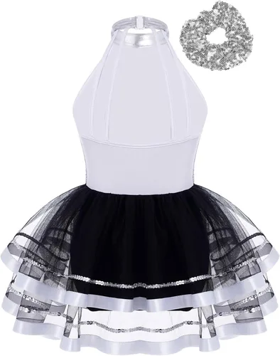 Vista 99 de CHICTRY Vestido tutú de ballet con lentejuelas brillantes para niñas y niñas, moderno disfraz de baile latino de jazz