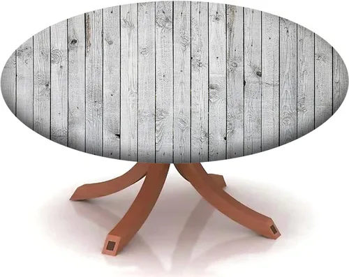 Vista 17 de Mantel redondo ajustable con patrón marítimo, borde elástico, adecuado para catering y cocina, se puede limpiar con el mantel de mesa redonda