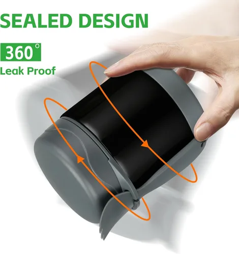 Vista 5 de Termo de sopa de 10 onzas para comida caliente para niños, tarro de comida aislado, contenedor térmico de almuerzo de comida caliente, caja de Negro