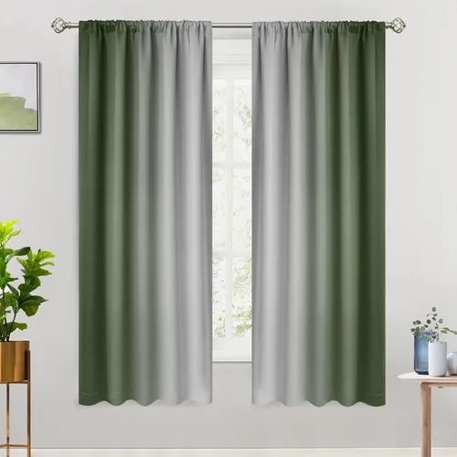 Vista 20 de COSVIYA Cortinas degradadas con dobladillo para cortinero, cortinas de oscurecimiento de habitación de 63 pulgadas de largo, cortinas degradadas