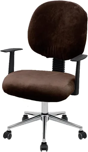 Vista 13 de ITFRO Funda negra para silla de oficina, de terciopelo, elástica, 2 piezas, funda para silla de escritorio de computadora, funda giratoria universal