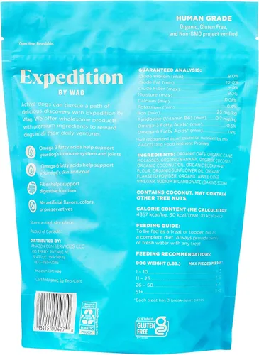 Vista 2 de Marca Amazon – Wag Expedition - Galletas orgánicas de grado humano para perros, sin OMG, plátano y coco, 10 onzas