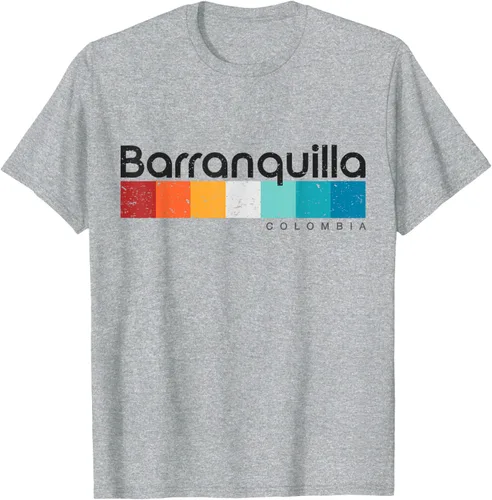 Vista 53 de Barranquilla Colombia - Camiseta de diseño vintage de estilo retro, Blanco, S