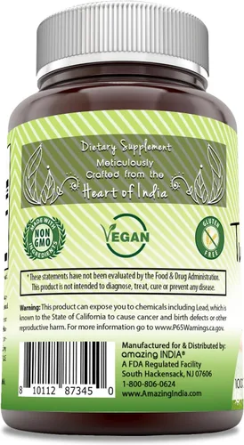 Vista 3 de Amazing India Curcumina de cúrcuma de 1000 mg por porción Suplemento de 120 cápsulas vegetales Mezcla de polvo de cúrcuma y extracto de cúrcuma
