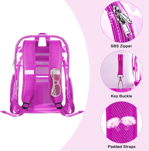 Vista 5 de PAMANO Mochila transparente, Rosado, A