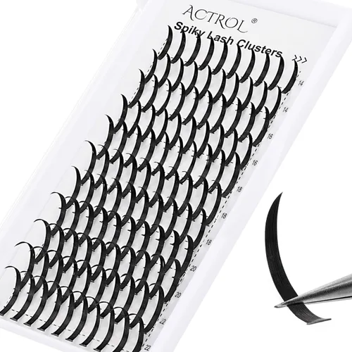 Vista 18 de ACTROL Pestañas de anime con forma de pluma, extensiones de racimo de pestañas naturales de manga individual