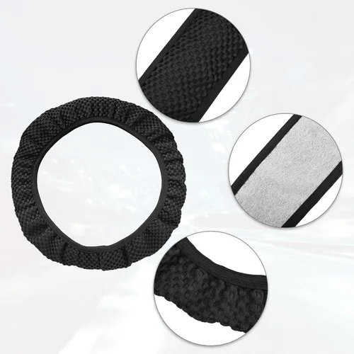 Vista 6 de X AUTOHAUX Funda universal elástica extensible para volante, antideslizante, transpirable, microfibra de seda de hielo, protector de volante